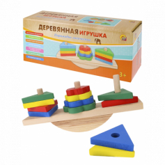 Деревянная игрушка. Пирамидка "Форма и баланс" 21х9х5,5см (в коробке) (арт. ИД-1047)