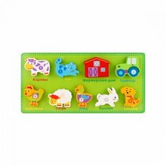 Деревянная игрушка. Рамка-вкладыш "Ферма" 30х15х1,3см) (арт. ИД-0198)