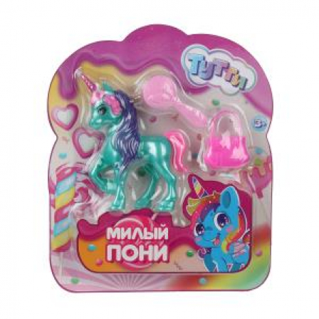 Единорог 10см, пластиковый, аксессуары 2шт, на блистере Тутти в кор.2*240шт