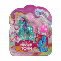 Единорог 10см, пластиковый, аксессуары 2шт, на блистере Тутти в кор.2*240шт