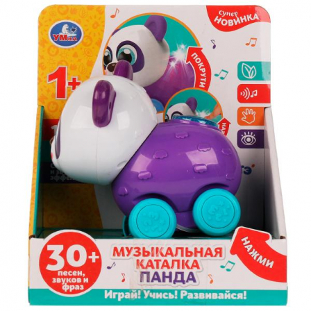 Музыкальная каталка панда КОТЕ ТВ 30 песен,звуков,фраз.свет.кор.бат. Умка в кор.60шт