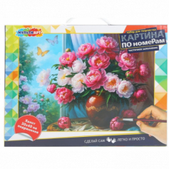 Холст на подрамнике 30*40 см с частичным заполнением, букет на окне МУЛЬТИ АРТ в кор.24шт
