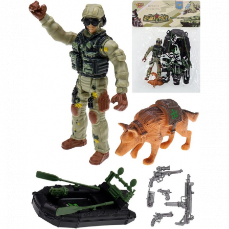 Игровой набор "Армия и флот" с лодкой (4 предмета) ( Арт. M1560-3)
