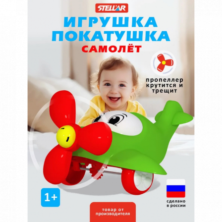 Игрушка-покатушка «Самолет» зеленый
