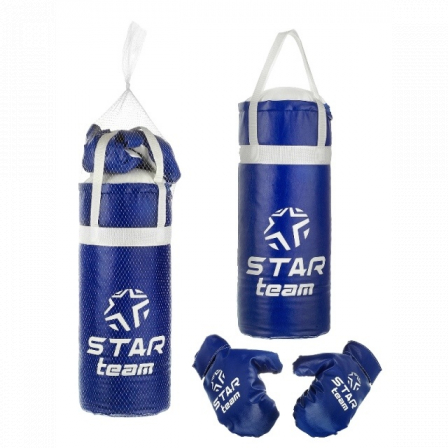 Боксерский набор "STAR TEAM" №4, цвет синий, вес: груша 7,5 кг, перчатки 200 гр,   в сетке
