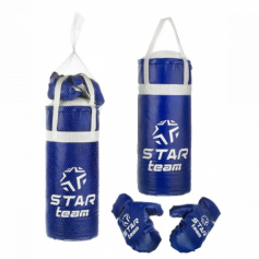 Боксерский набор "STAR TEAM" №4, цвет синий, вес: груша 7,5 кг, перчатки 200 гр,   в сетке