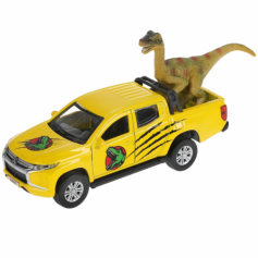 Машина металл MITSUBISHI L200 ДИНОЗАВРЫ 13 см, двер, баг, ин, фигурка, кор. Технопарк в кор.2*36шт