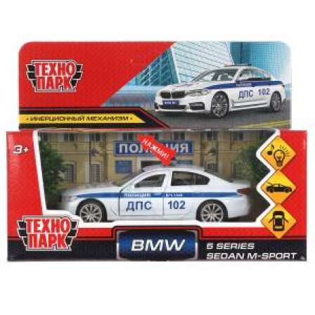 Машина металл свет-звук BMW 5-er M-SPORT ПОЛИЦИЯ 12 см, двери, багаж,
