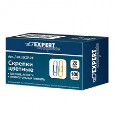 Скрепки цветные ECCP-28 28 мм  100 шт. ассорти