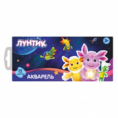Акварель медовая "Лунтик", 12 цветов б/к, картонная упаковка, европодвес