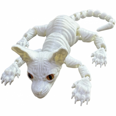 А Подвижная 3D фигурка кот Сфинкс18см. белый