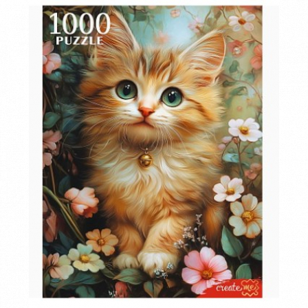 ПАЗЛЫ 1000 элементов. КОТЕНОК В ЦВЕТАХ