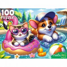 ПАЗЛЫ 100 эл. КОТЕНОК И ЩЕНОК В БАССЕЙНЕ