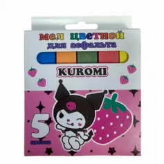 Мел цветной Kuromi, для асфальта, JUMBO, 5 шт. в картонной упаковке с европодвесом
