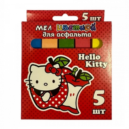 Мел цветной Hello Kitty, для асфальта, JUMBO, 5 шт. в картонной упаковке с европодвесом