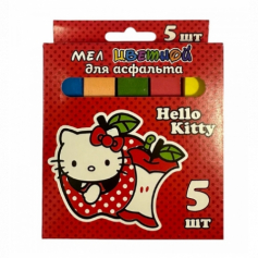 Мел цветной Hello Kitty, для асфальта, JUMBO, 5 шт. в картонной упаковке с европодвесом