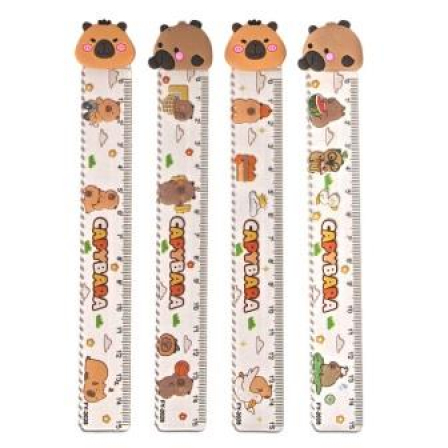 Линейка пластиковая "Capybara" 15 см, микс 4 дизайна, дисплей бокс
