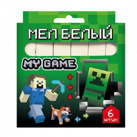 Мел белый My Game, 6 шт в картонной упаковке с европодвесом