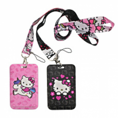 Бейдж пластиковый Hello Kitty 7х11 см, с цветной лентой, 2 вида в ассортименте