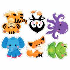 Пазлы-контуры мягкие "Зверята" 6 шт Baby Toys
