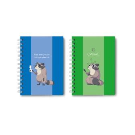 Записная книжка с твердым переплетом, матовая лам., на гребне A6 80 л. клетка Перезагрузка
