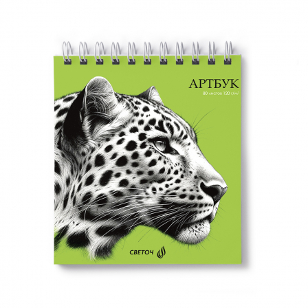 Артбук (Скетчбук), блок белый, жесткая подложка, 80 л. Леопард 01364