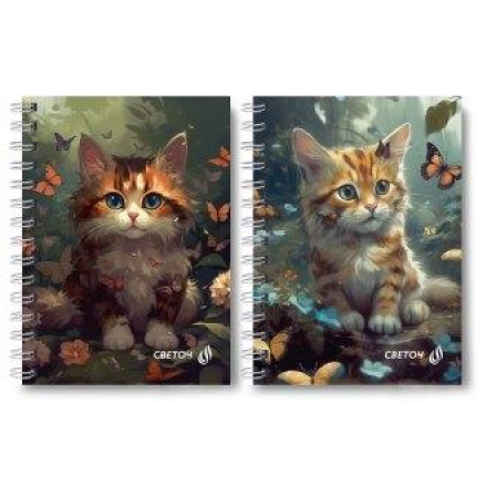 Записная книжка на гребне  A6 120 л.клетка Муркоша