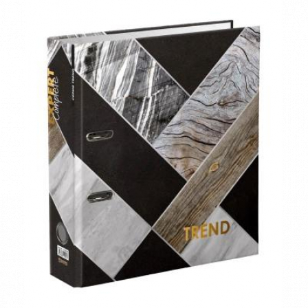Регистратор ламинир. "Wood&Stone"/"Дерево и камень" 75 мм . Trend A4 арочный механ. глянцевый гранит