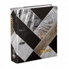 Регистратор ламинир. "Wood&Stone"/"Дерево и камень" 75 мм . Trend A4 арочный механ. глянцевый гранит