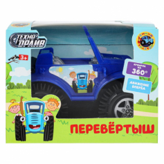 Машина-перевертыш СИНИЙ ТРАКТОР на бат., кор.11*9*9см ТЕХНОДРАЙВ в кор.2*120шт