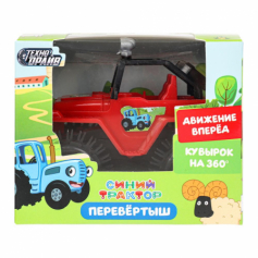 Машина-перевертыш СИНИЙ ТРАКТОР на бат.кор.12*9,5*9см ТЕХНОДРАЙВ в кор.2*96шт