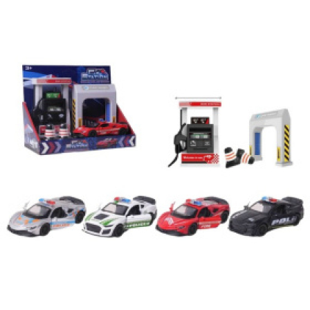 Набор "Автозаправка", 1 металл. машинка инерционная, бензоколонка, мойка, в/к 21*9,5*17см