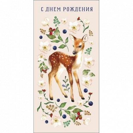Открытка-конверт "С Днем Рождения!", размер: 8,3х16,7 см, в упак. 10 шт.
