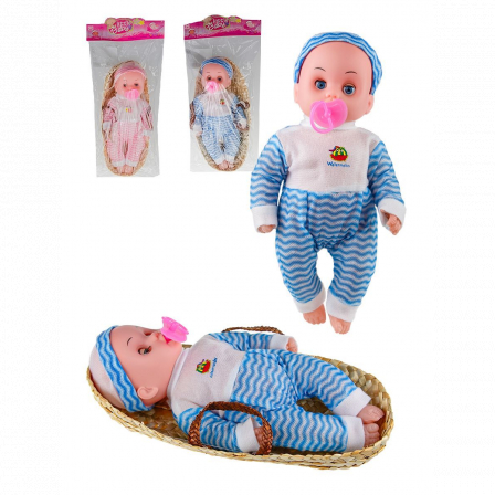 Кукла пупс с соской в корзинке.33*17,5*7,5