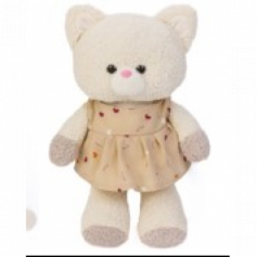 Игрушка мягкая кошка Марта 32, цвет молочный, с платьем