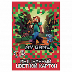 Картон цветной My Game, 10 листов, 10 цветов (8 цветов +золото+серебро) мелованный односторонн