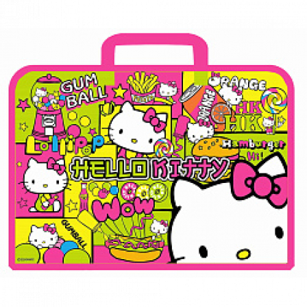 Папка пластиковая с ручками (тесьма) Hello Kitty, формат А4, размер 34*24,5*7,5 см,