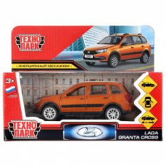 Машина металл LADA GRANTA CROSS 12 см, двери, багаж, инерц, золотой, кор. Технопарк