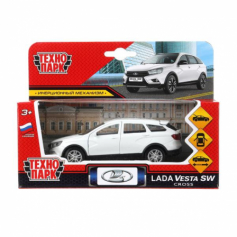 Машина металл LADA VESTA SW CROSS 12 см, двери, багаж, инерц, белый, кор. Технопарк в кор.2*36шт