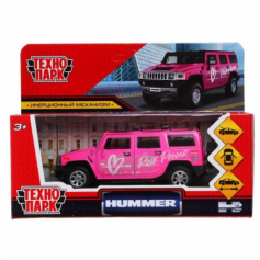 Машина металл HUMMER H2 СПОРТ 12 см, двери, багаж, инерц, розовый, в кор. Технопарк