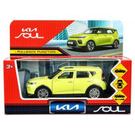 Машина металл KIA soul длина 12 см, двери, багаж., инерц, салатовый, кор.