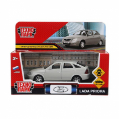 Машина металл LADA PRIORA 12 см,двери,инерц,серебристый перламутр,кор. Технопарк в кор.2*36шт