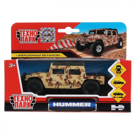 Машина металл Hummer H1 пикап желтый 12см, открыв. двери, инерц. в кор. Технопарк.