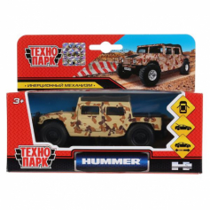 Машина металл Hummer H1 пикап желтый 12см, открыв. двери, инерц. в кор. Технопарк.