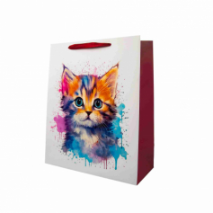 Подарочный пакет 210 г/кв.м 26 х 32 х 12 см . 02 котик
