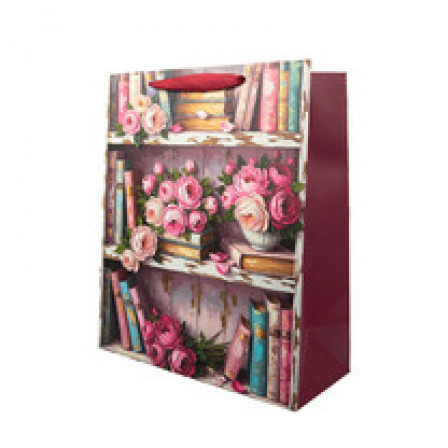 Подарочный пакет 210 г/кв.м 26 х 32 х 12 см . 01 пионы