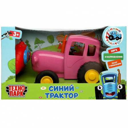 Модель р/у СИНИЙ ТРАКТОР 20 см, звук, розовый, кор. Технопарк в кор.36шт