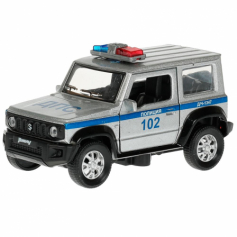 Машина металл SUZUKI JIMNY ПОЛИЦИЯ 11,5 см, двер, баг, инер, сер, кор. Технопарк