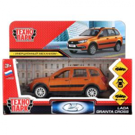 Машина металл LADA GRANTA CROSS 12 см, двери, багаж, инерц, золотой, кор. Технопарк