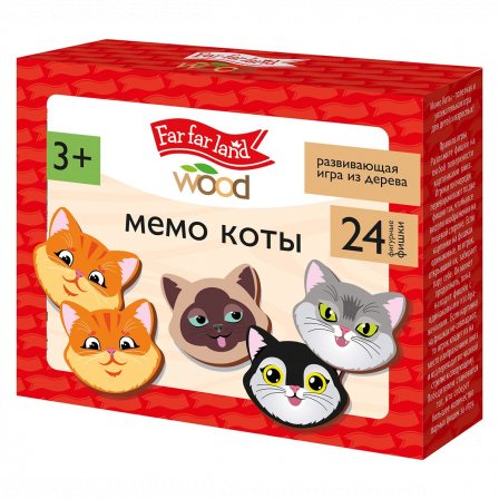 Игра настольная МЕМО "Коты" Far far land wood  (24 фишки в коробке)